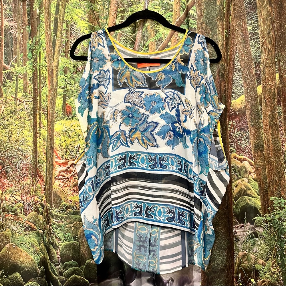 Clover Canyon Top Blouse Abstract Print S sheer